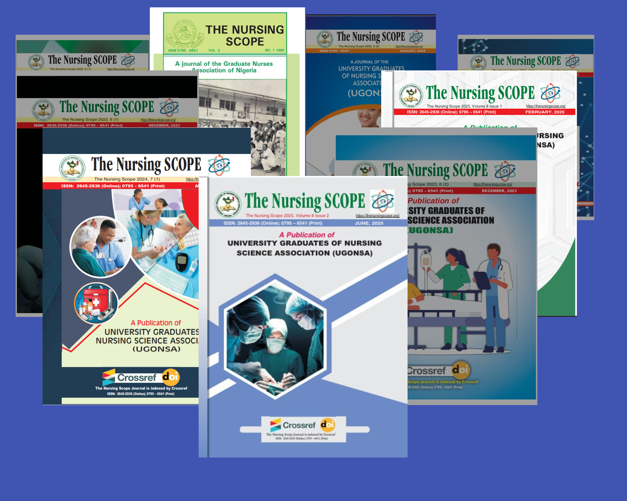 Covers of past issues of The Nursing Scope Journal